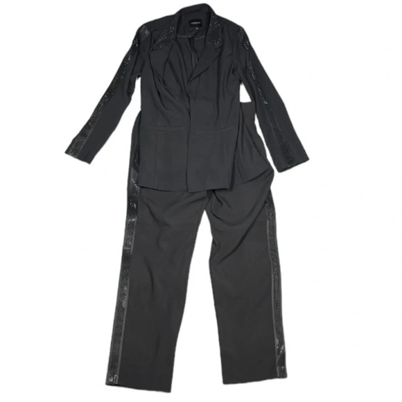 Liverpool Pantsuit Womens XS Black Blazer Set Rhinestone Office Career Sleek - Picture 6 of 14